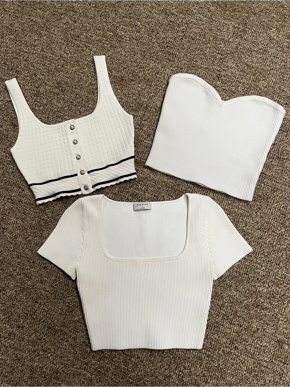 LOT of ARITZIA BABATON Ribbed White Cropped Shirts Size Small
